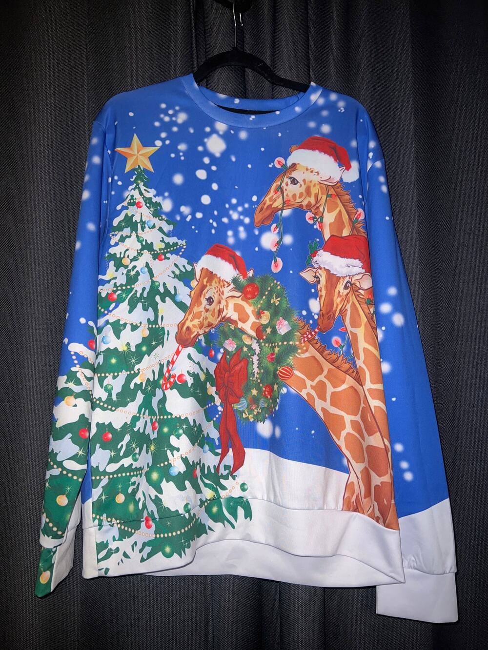 Ugly Christmas Sweater Sweatshirt Xmas Size Large Giraffe